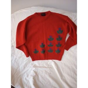 Mc Ritchie Of Scotland Red Sweater With Flowers Size 36 "/91cm‎
